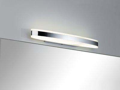 Applique murale LED moderne chromée avec diffuseur opale au-dessus du miroir pour salle de bain