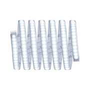 Flexibler LED-Lichtstreifen mit weißen LEDs und selbstklebender Rückseite für vielseitige Beleuchtung.