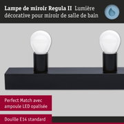Kit Éclairage de miroir Regula II ampoules incluses 4-flammes IP44 E14 2700K 4x470lm 230V 4x4,5W gradable Noir/Opale