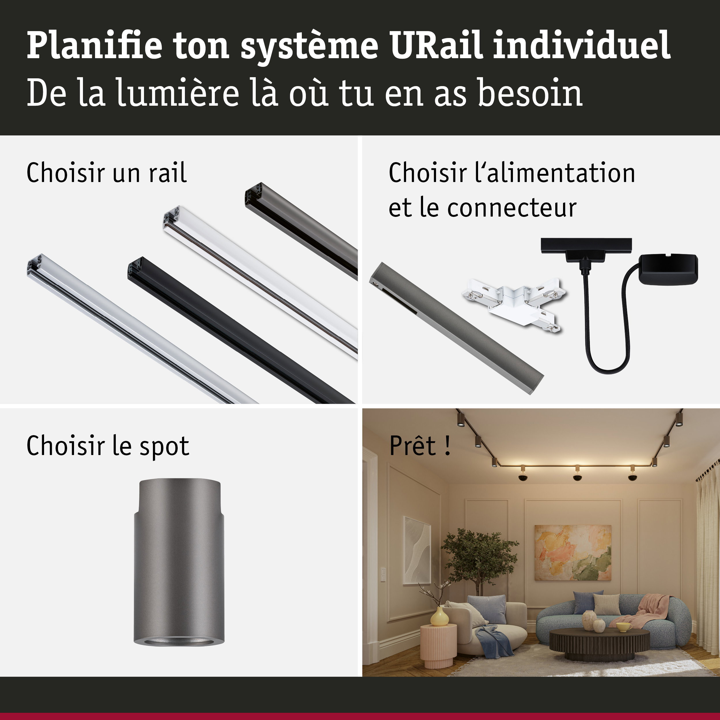URail Spot sur rail Socket E27 max. 20W gradable 230V Titanium