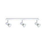 Three-light white metal ceiling spotlight for modern indoor lighting and accent illumination