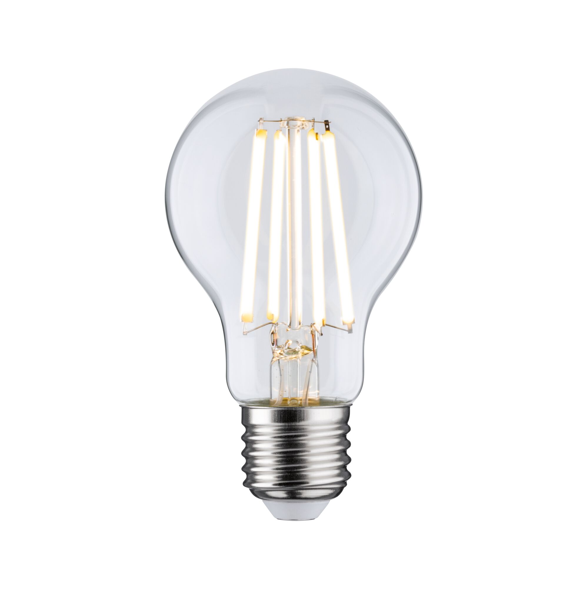 Klassieke LED-lamp met helder glas en zilveren fitting voor energiezuinige verlichting