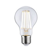 Klassische LED-Glühbirne mit transparentem Glas und silberner Fassung für energiesparende Beleuchtung