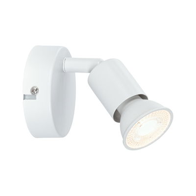 White metal LED spotlight with adjustable head for targeted indoor lighting and modern design