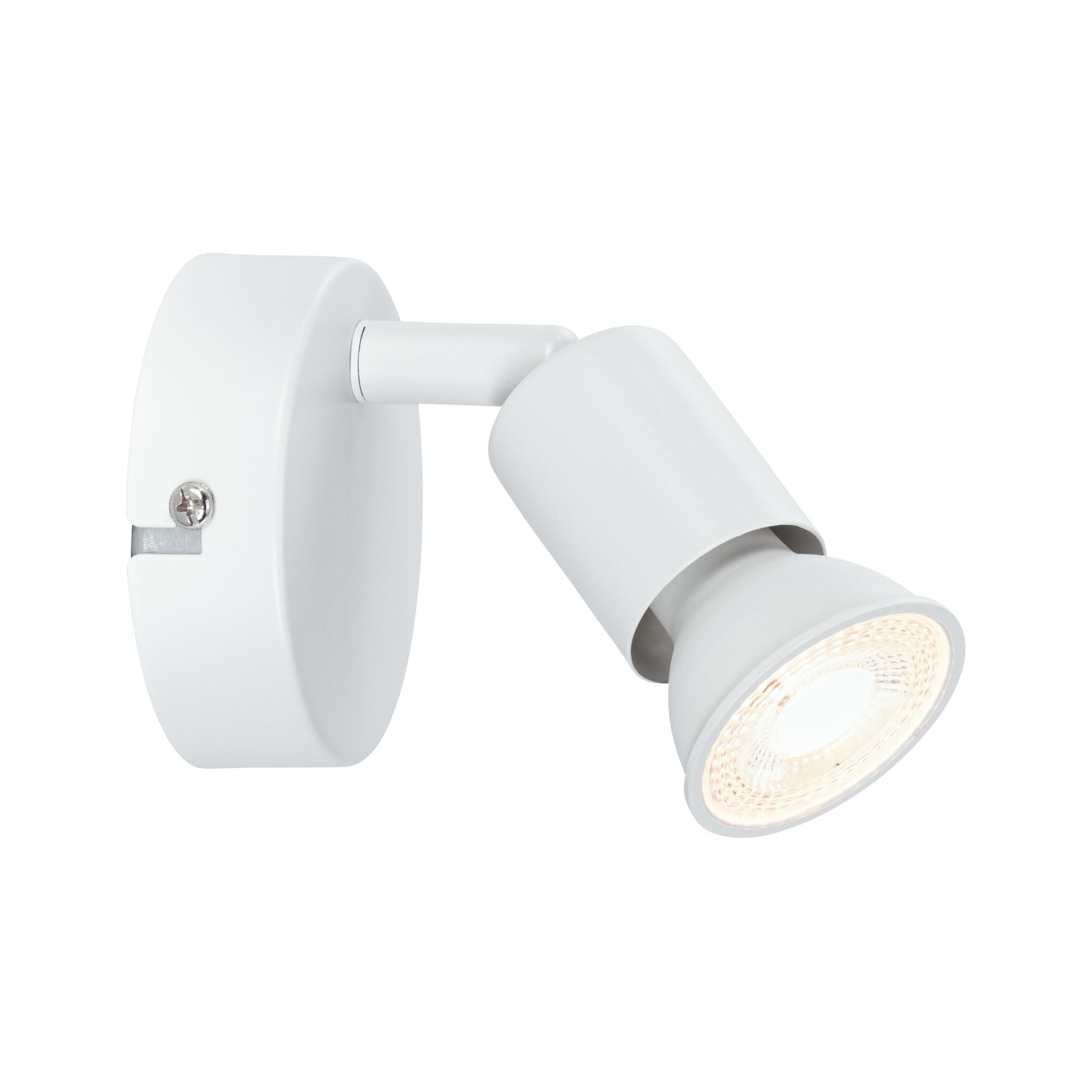 Hvid metal LED-spot med justerbart hoved til målrettet indendørs belysning og moderne design