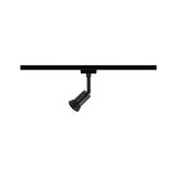 Black metal LED spotlight on track system for flexible indoor lighting solutions