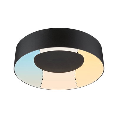Round black LED ceiling light with adjustable color temperature for modern ambient lighting