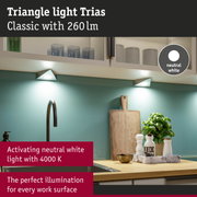 Triangle LED under-cabinet light Trias in white with neutral white light for kitchen work surfaces