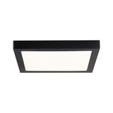 Black square LED ceiling light with white plastic diffuser for modern indoor lighting solutions