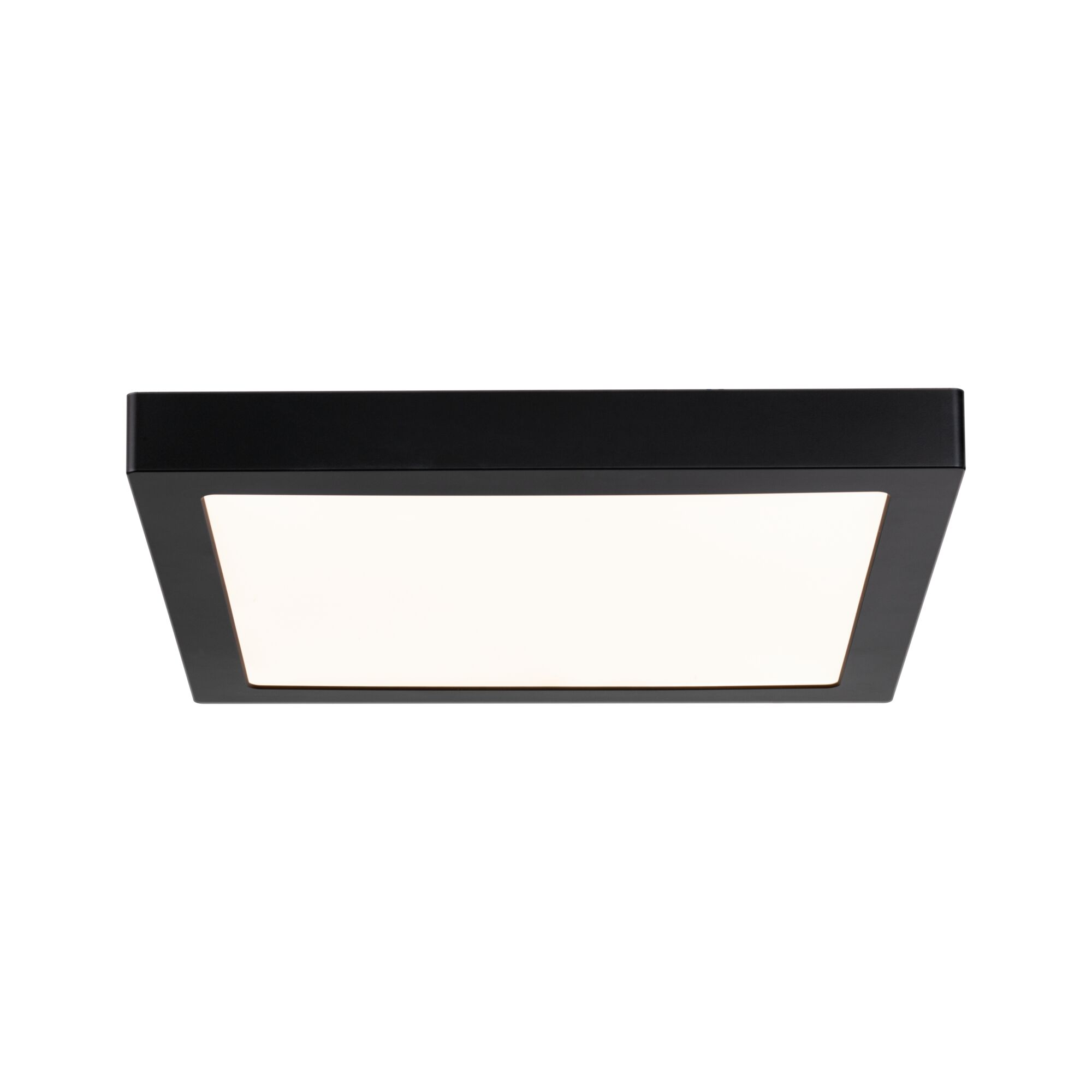 Schwarze quadratische LED-Deckenleuchte mit weißem Diffusor aus Kunststoff für moderne Innenräume
