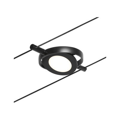 Spot LED noir sur câble avec diffuseur rond en plastique pour éclairage moderne