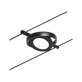 Black LED cable spotlight with round plastic diffuser for modern lighting solutions