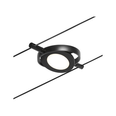 Schwarze LED-Seilstrahlerleuchte mit rundem Diffusor aus Kunststoff für moderne Beleuchtung