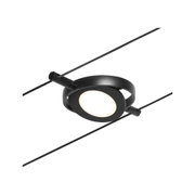 Schwarze LED-Seilstrahlerleuchte mit rundem Diffusor aus Kunststoff für moderne Beleuchtung