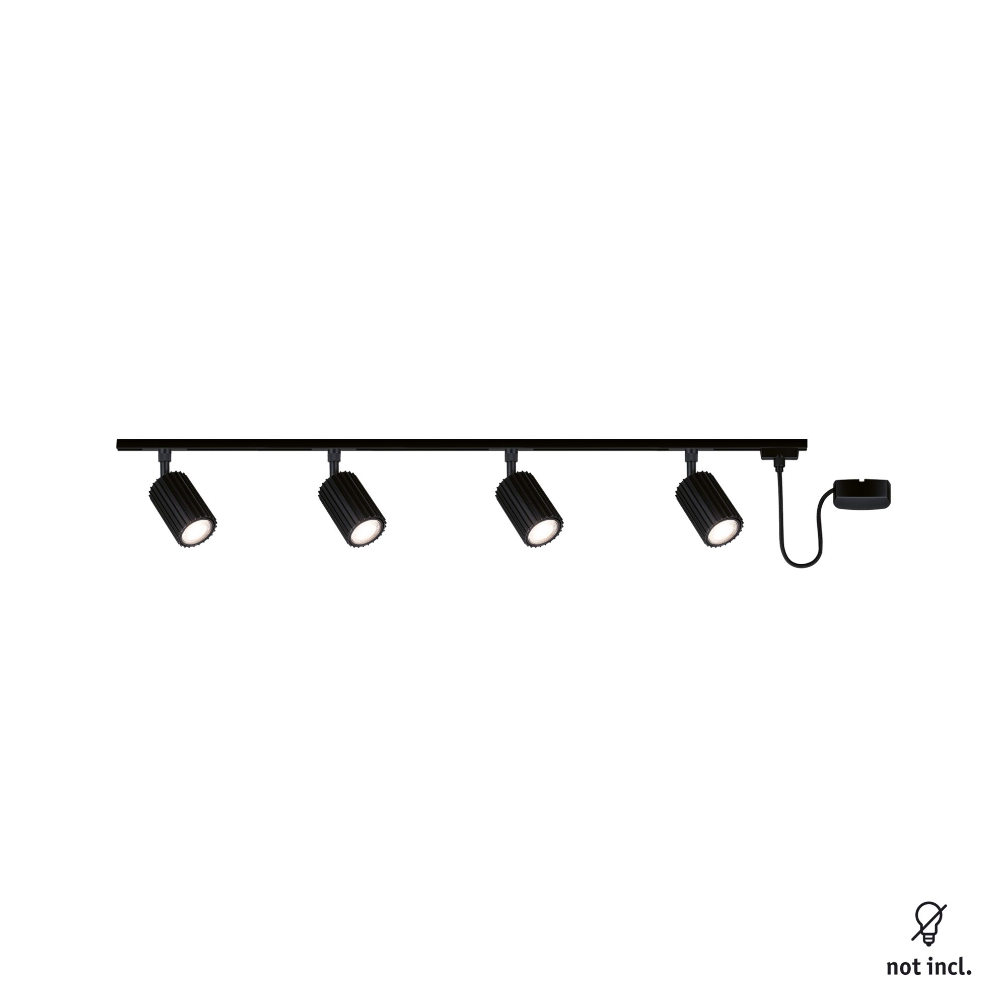 URail Spot sur rail Lirena Kit de démarrage Alimentation centrale GU10 max. 10W 230V Noir mat