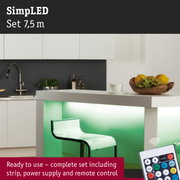Modern 7.5m LED lighting set with remote control and power supply for home lighting
