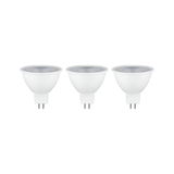 Three white LED reflector bulbs with GU5.3 base for energy-efficient lighting