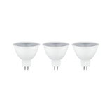 Three white LED reflector bulbs with GU5.3 base for energy-efficient lighting