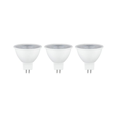 Three white LED reflector bulbs with GU5.3 base for energy-efficient lighting