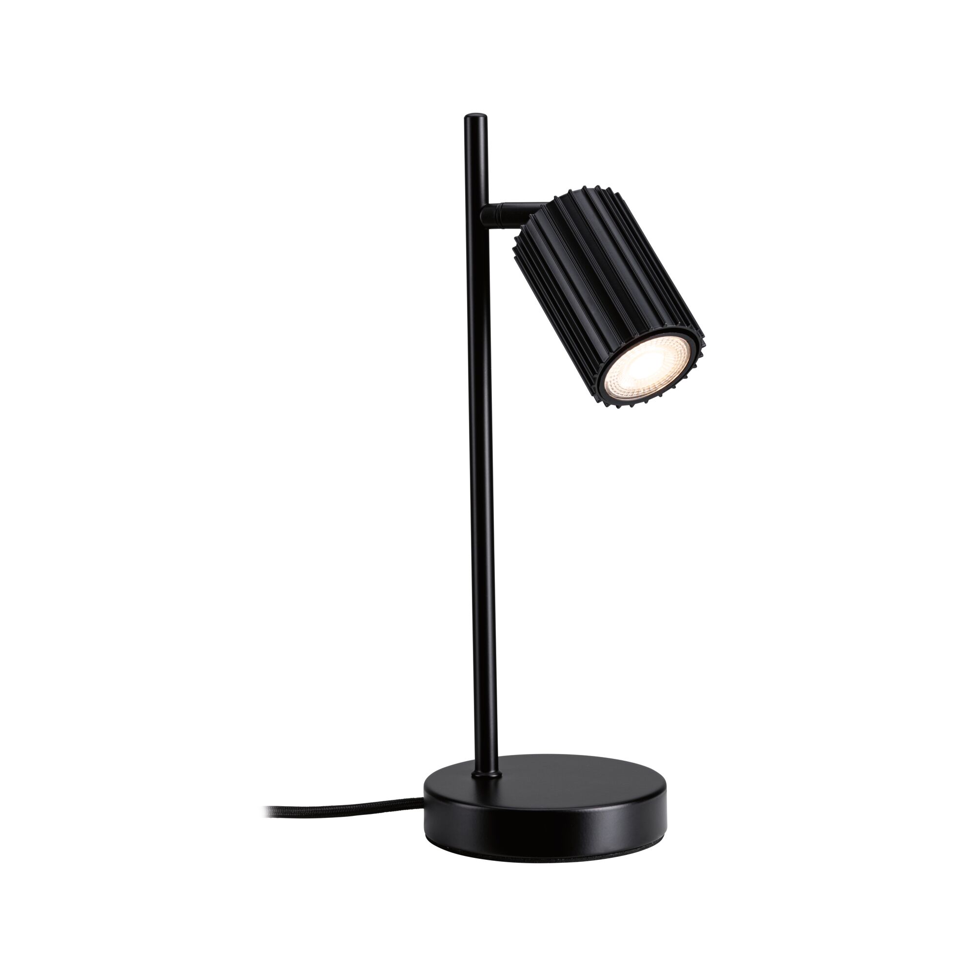 LED-tafellamp Lirena GU10 max. 7W Zwart mat Metaal Zwarte metalen LED-bureaulamp met geribbelde kap voor moderne woon- en kantoorverlichting