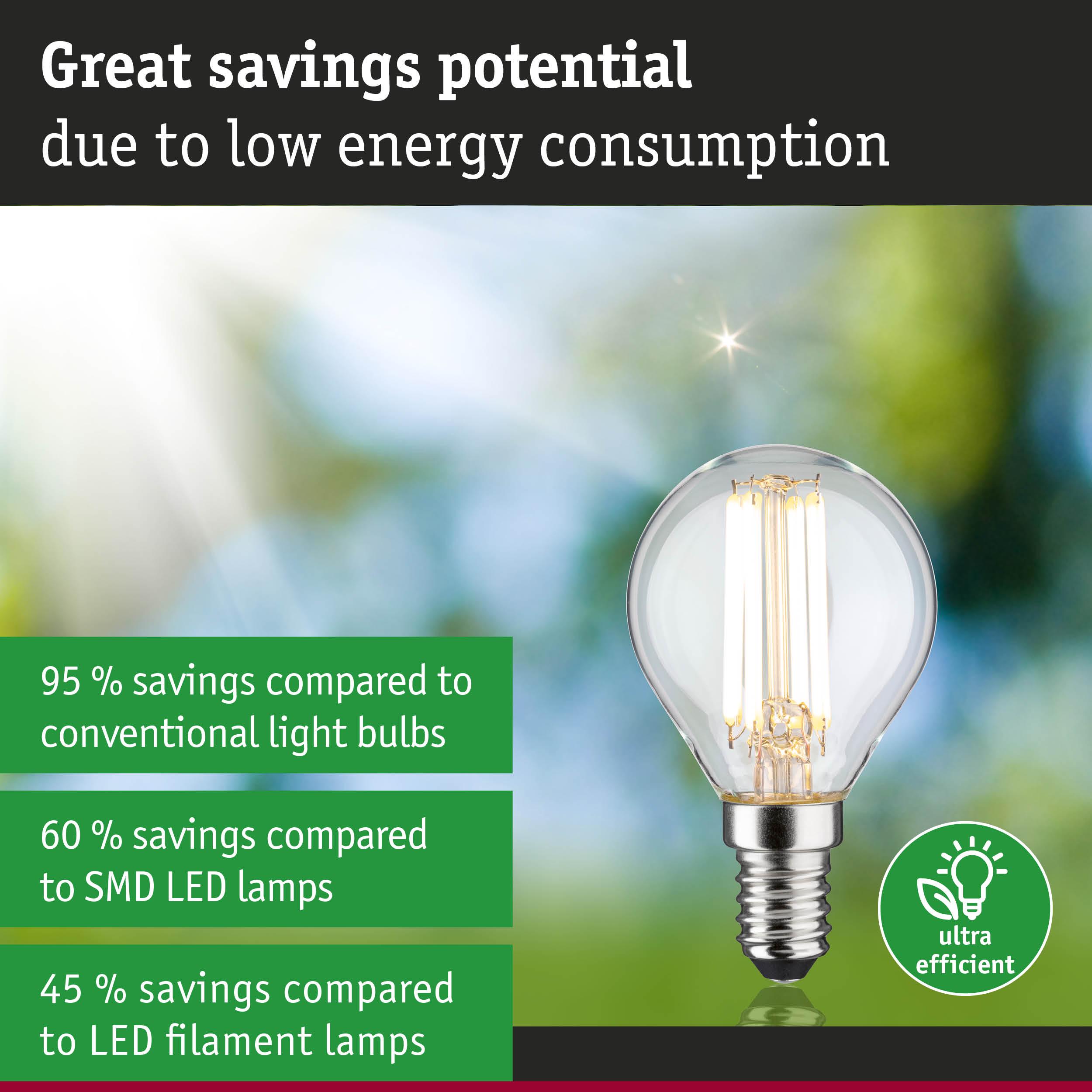 Energy-saving clear glass LED bulb with screw base, ultra-efficient lighting with high savings potential