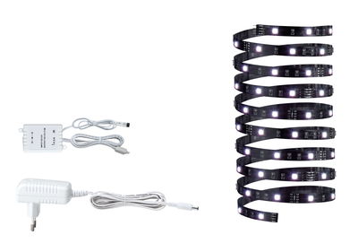 LED strip light with white power adapter and controller for flexible RGB lighting