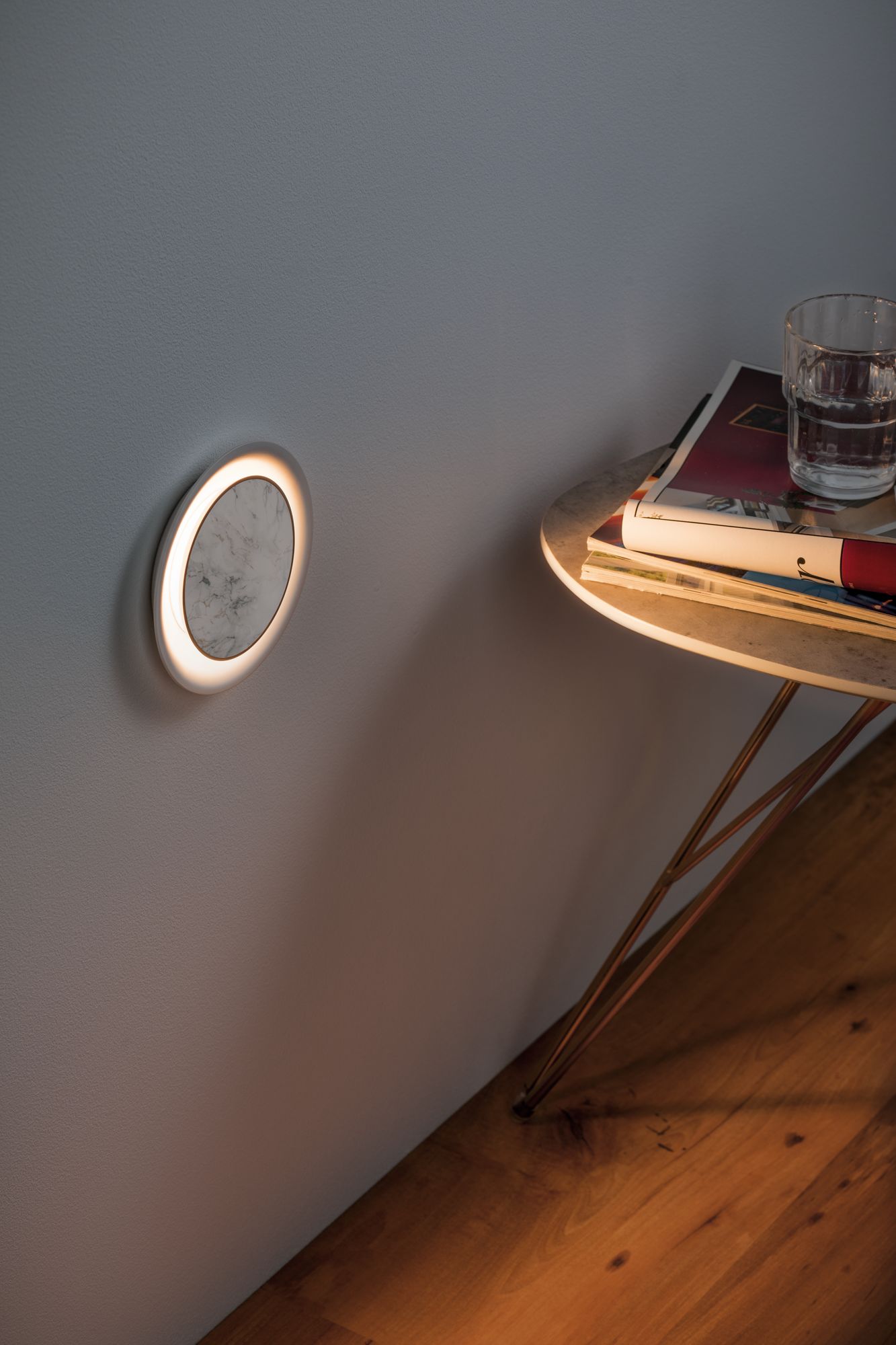 LED Recessed wall luminaire Neordic round 123mm 2W 30lm 230V 2700K Marble/Matt white