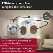 LED-inbouwlamp Zina met 180° draaibare lampkop en CRI boven 90 voor binnenverlichting