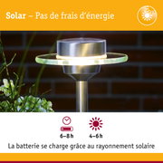 Lampe de jardin solaire en acier inoxydable avec anneau en verre et LED pour éclairage extérieur économique