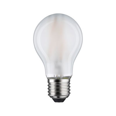 Mattweiße LED-Glühbirne mit E27-Fassung aus Metall und Glas für energiesparende Beleuchtung