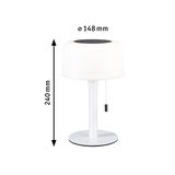 White plastic table lamp with pull switch, 240 mm height and 148 mm diameter for indoor lighting