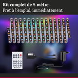Kit de bande LED de 5 mètres avec télécommande et adaptateur pour éclairage RGB flexible