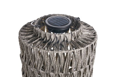 Zonne-energie buitenlamp met gevlochten grijsbruine kunststof voor tuin- en terrasverlichting