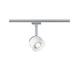 Spot LED moderne blanc en métal sur rail argenté pour un éclairage d’intérieur flexible