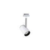 Modern white metal LED spotlight with adjustable head for flexible room lighting