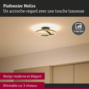 Plafonnier Melira doré moderne avec LED dimmable et design élégant pour intérieur raffiné