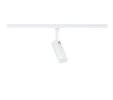 Moderner weißer LED-Spot aus Metall an Schienensystem für flexible Raumbeleuchtung