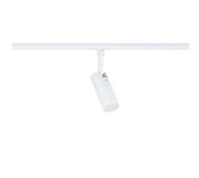 Modern white metal LED spotlight on track system for flexible room lighting