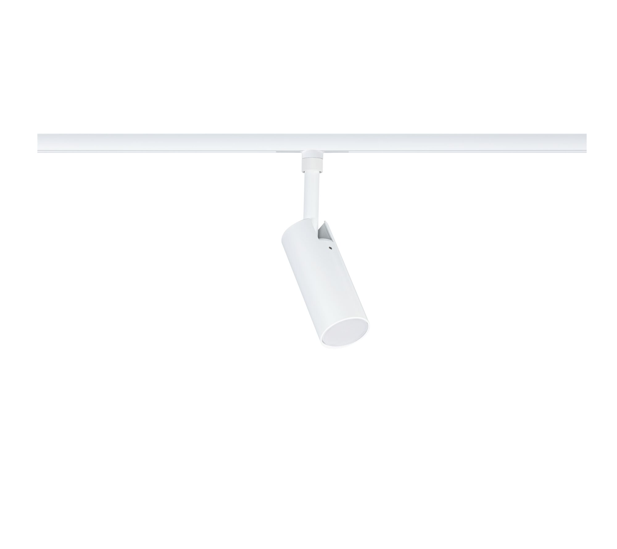 Modern white metal LED spotlight on track system for flexible room lighting