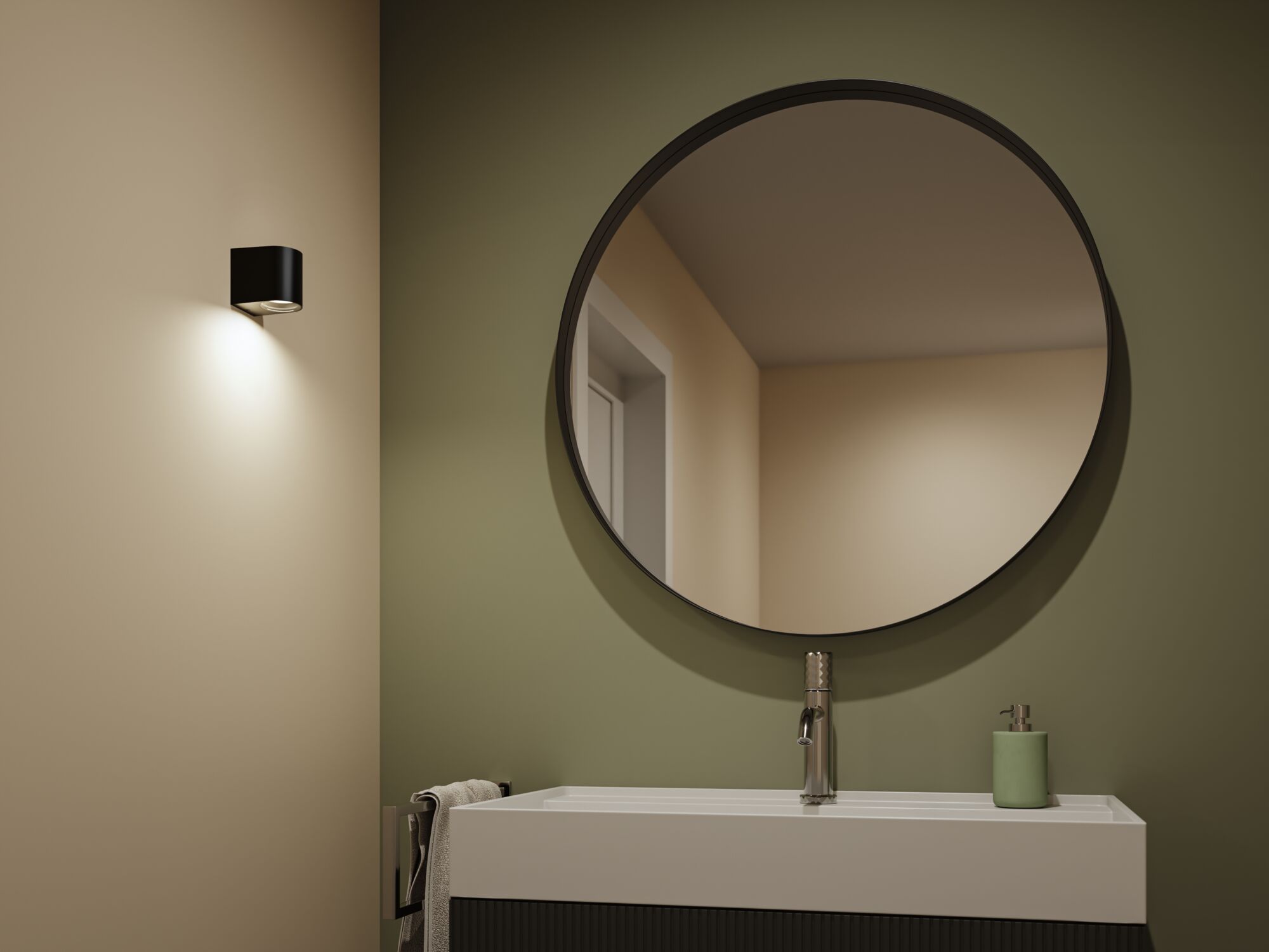 Wandlamp Perugia IP44 GU10 230V max. 10W Zwart mat
