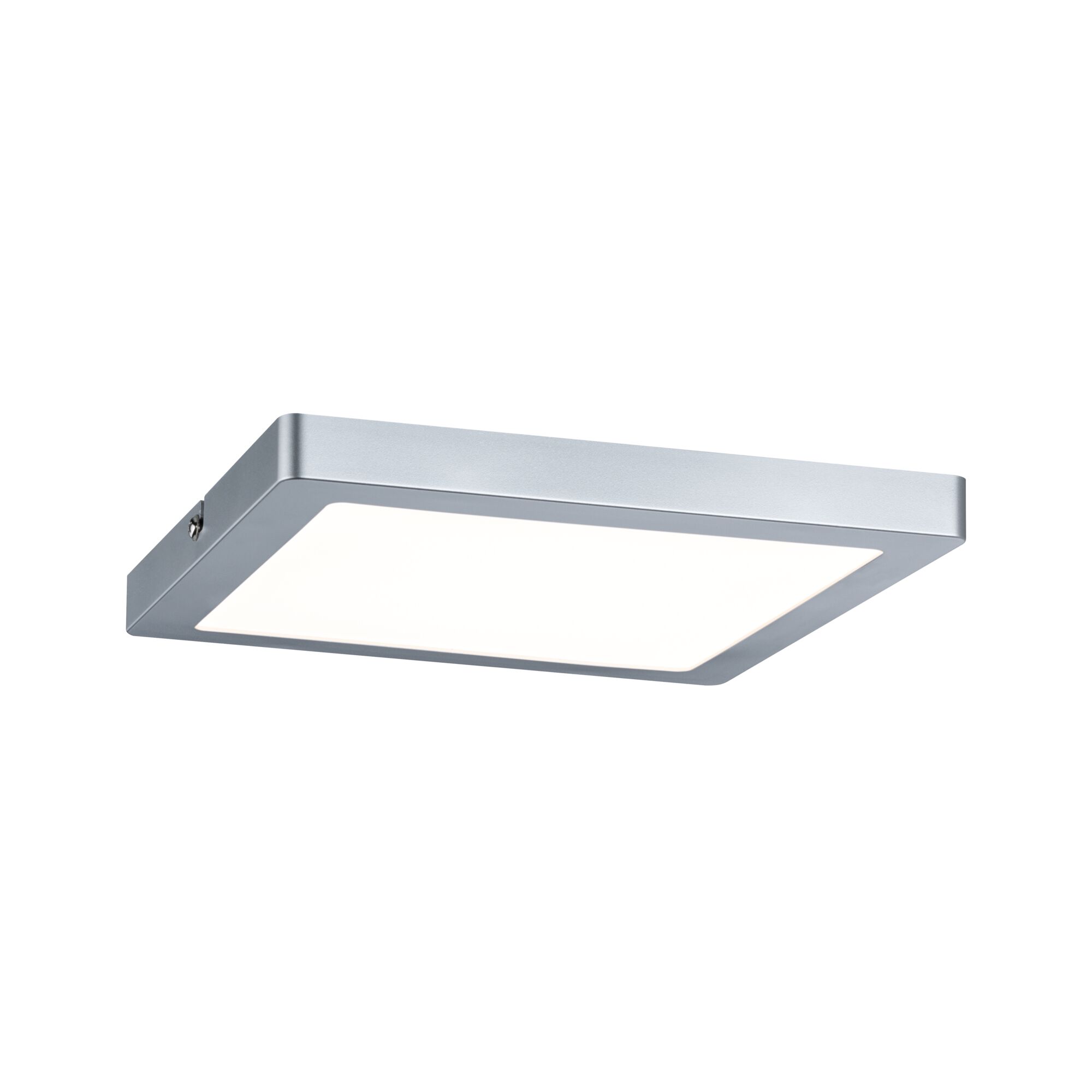 Rectangular LED ceiling light in silver aluminum with white diffuser for modern room lighting