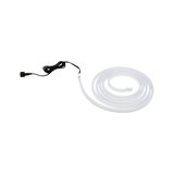 Flexibles LED-Lichtband in Weiß mit schwarzem Anschlusskabel für dekorative Beleuchtung