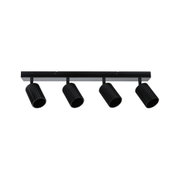 Spot LED de plafond noir en aluminium à quatre lampes avec design rainuré pour éclairage intérieur moderne