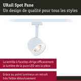 Spot LED URail Spot Pane blanc avec lentille facettée pour un éclairage sans éblouissement