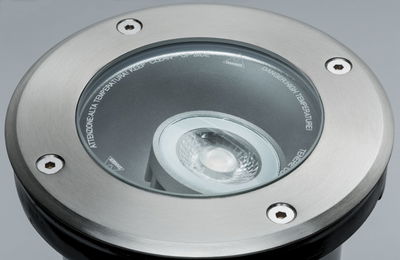 Spot LED encastré rond en acier inoxydable brossé avec couverture en verre pour éclairage extérieur