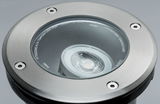Round recessed LED spotlight with brushed stainless steel and glass cover for outdoor lighting