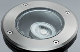 Spot LED encastré rond en acier inoxydable brossé avec couverture en verre pour éclairage extérieur