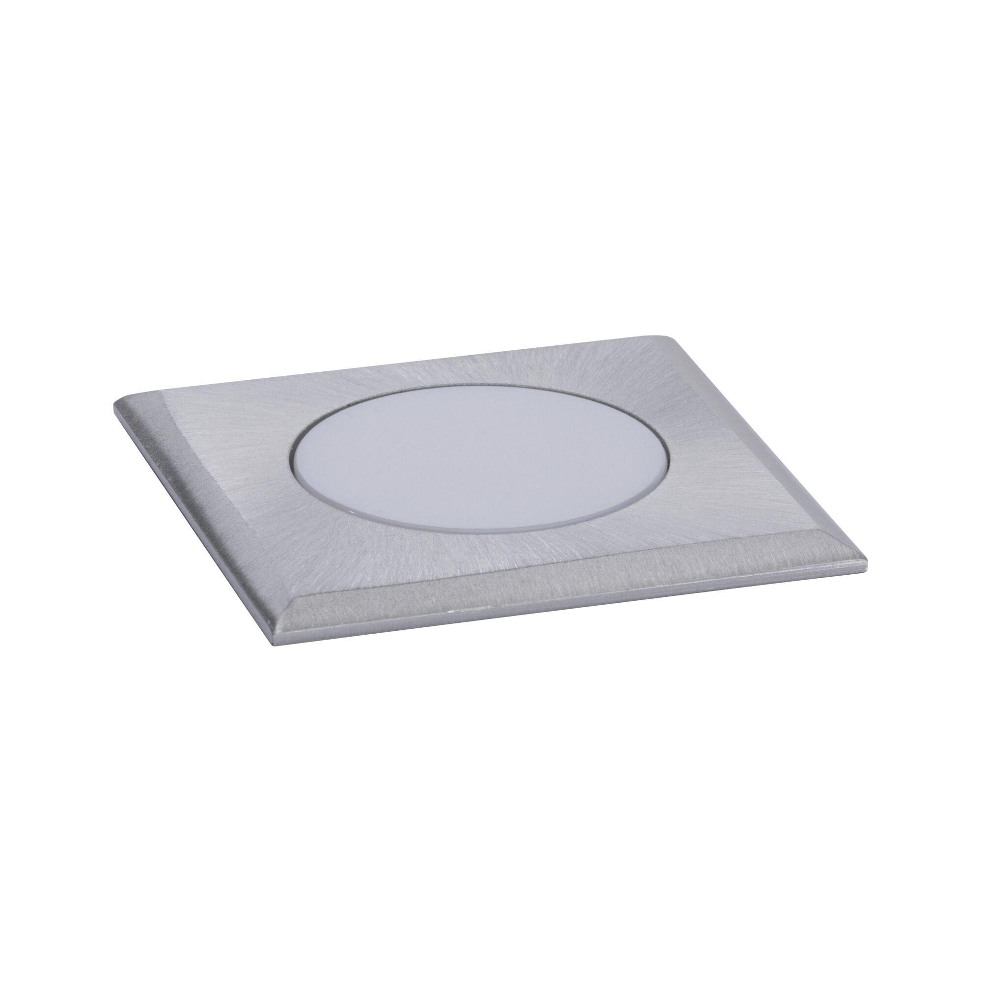 Square LED recessed spotlight in brushed silver aluminium for modern lighting solutions