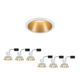 White LED recessed spotlights with gold reflector and black driver box for modern interior lighting
