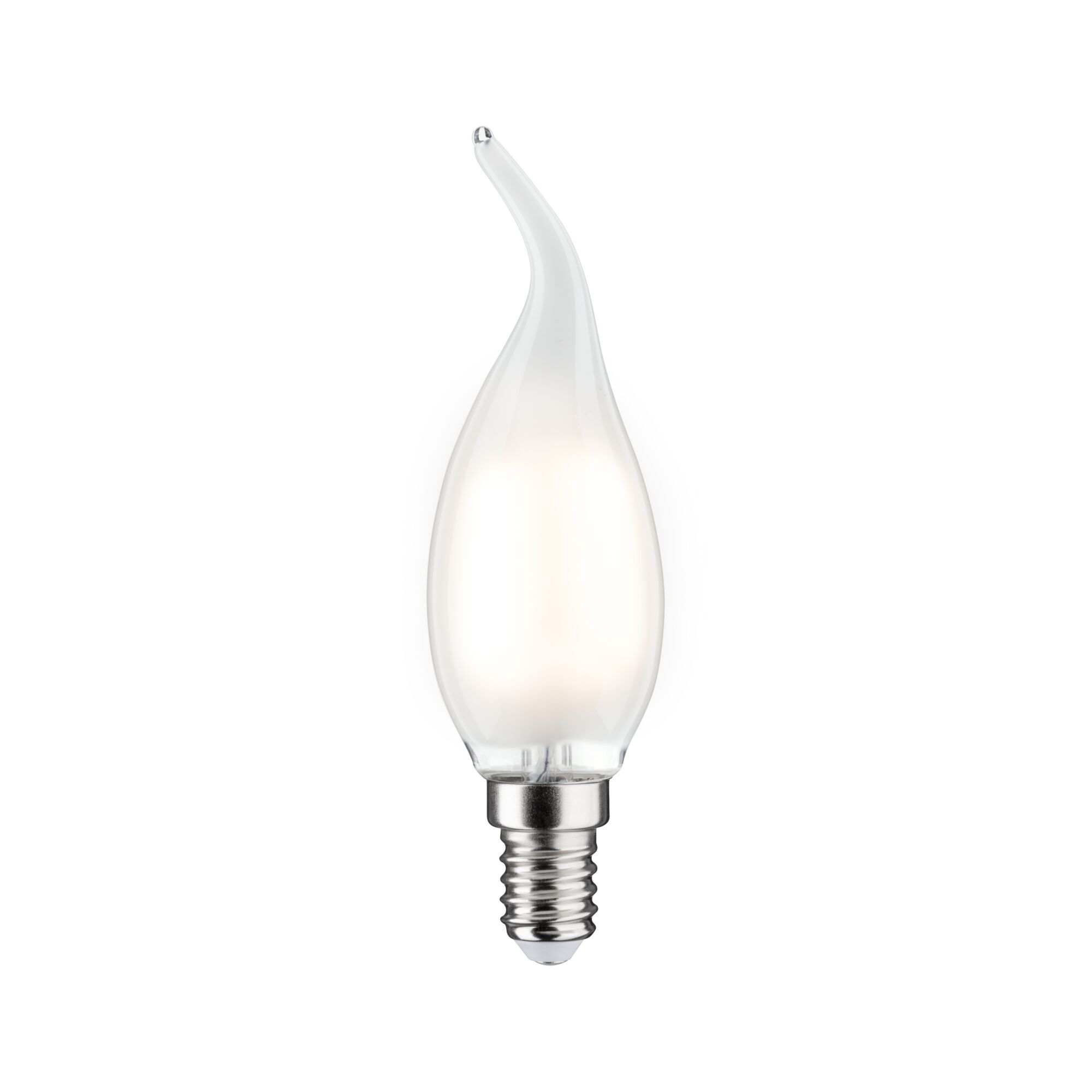 Flame-shaped LED bulb with clear glass and E14 base for decorative lighting solutions